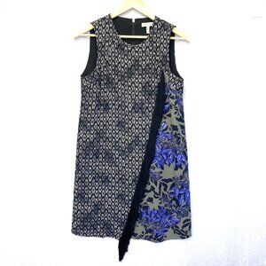 Rebecca Taylor 100% Silk Dress Womens 4 Fringe Black Sleeveless Above Knee Asian